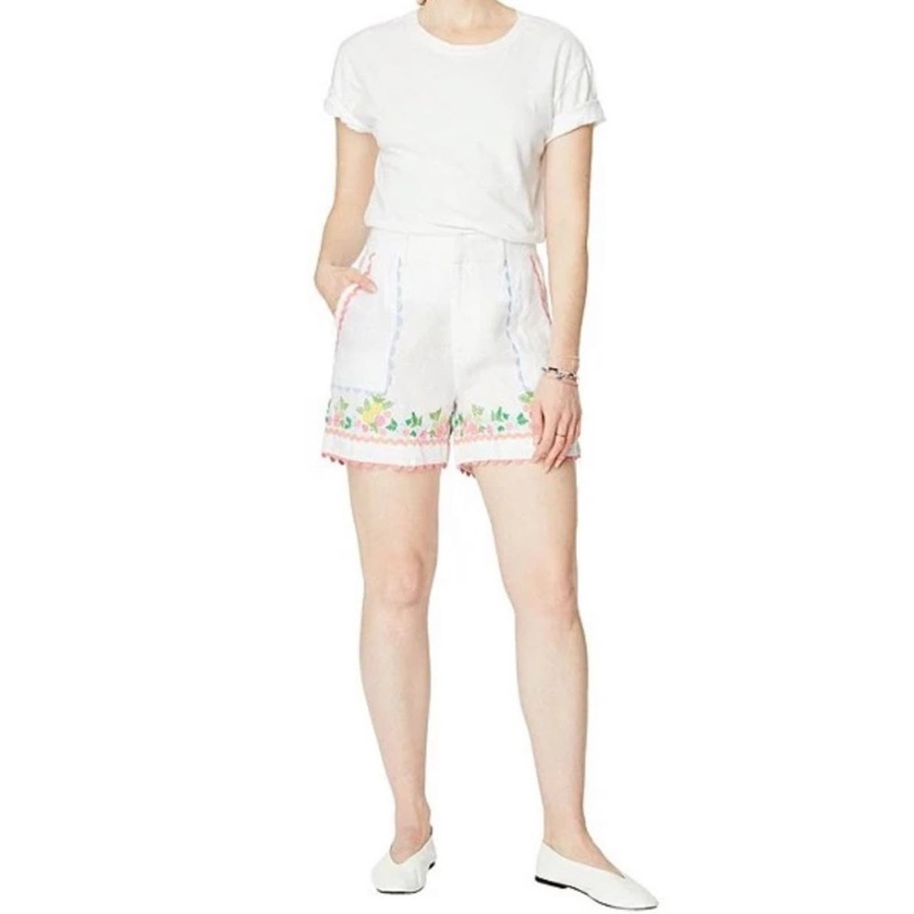 NWT Roller Rabbit Sierra Wildflower Floral Embroidered HW Shorts size L